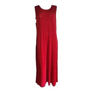 AMANDA Solid All Red Sleeveless Pullover Acetate Maxi Dress Womens Plus Size 1X